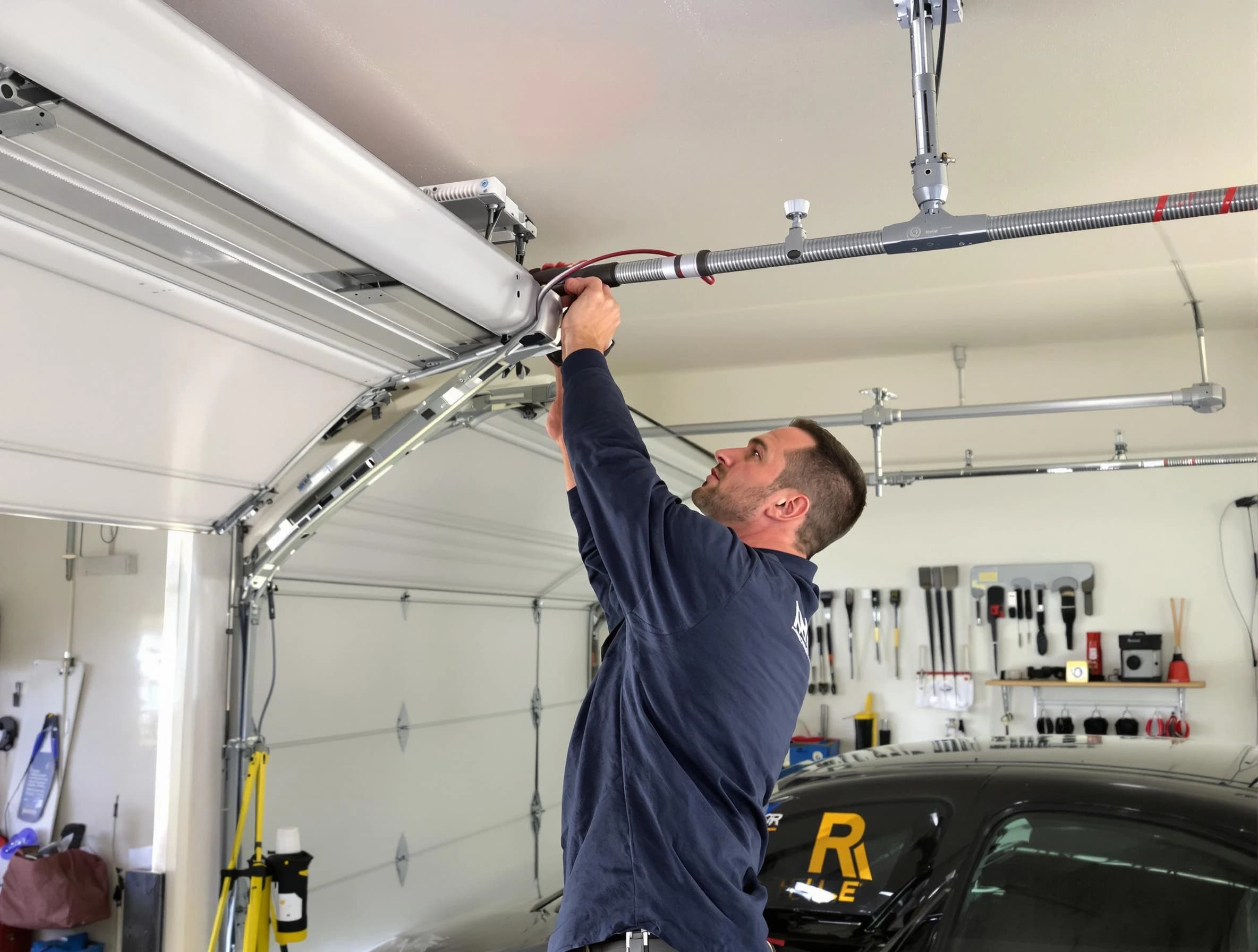 Elk Ridge Garage Door Repair technician performing garage door cable repair in Elk Ridge