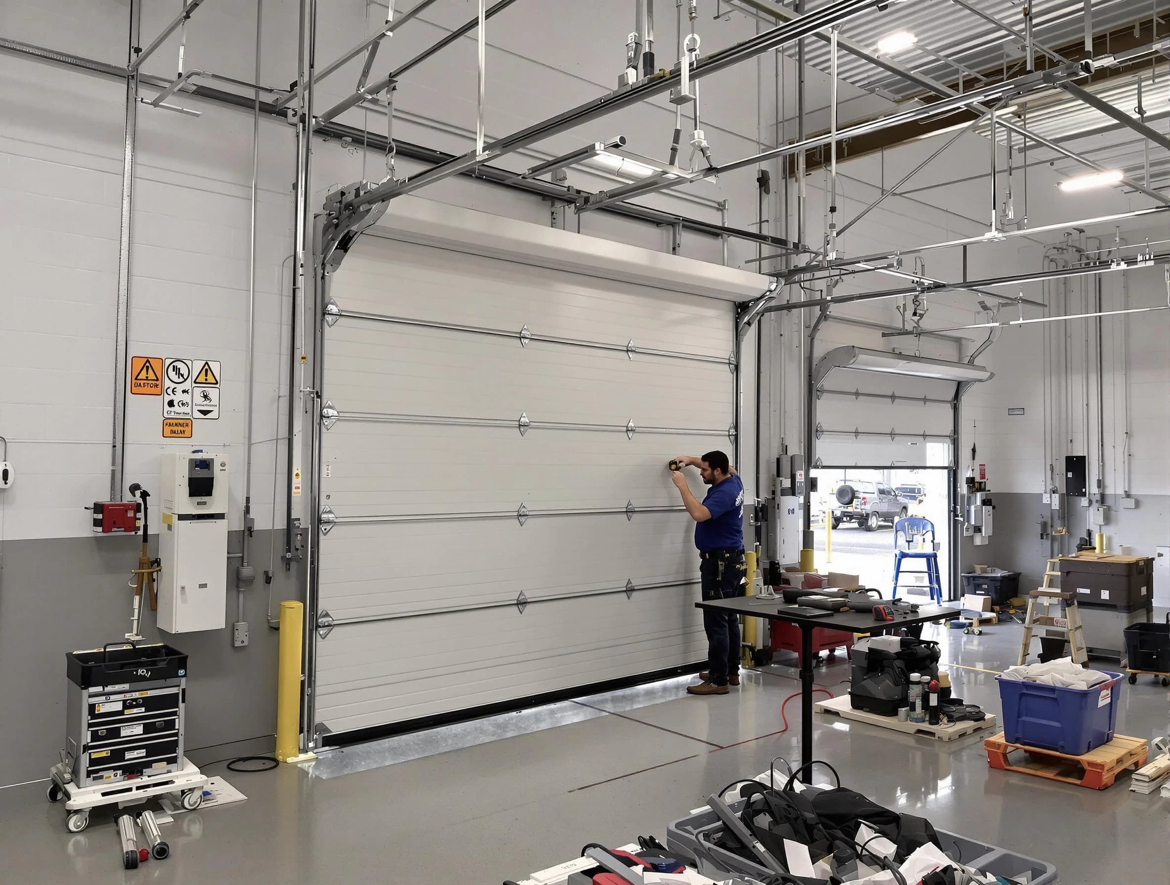 Commercial garage door repair being performed by Elk Ridge Garage Door Repair expert in Elk Ridge