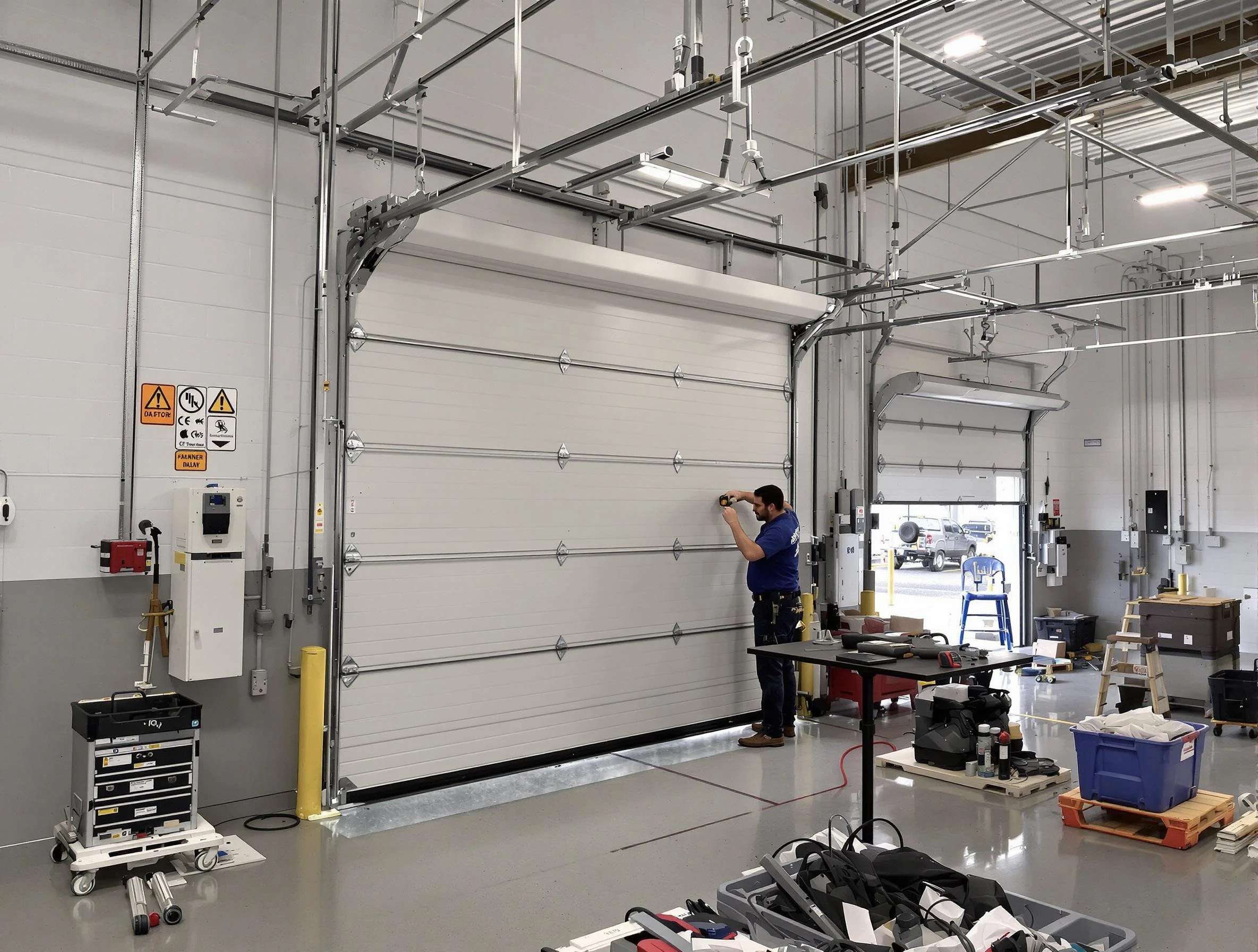 Commercial garage door repair being performed by Elk Ridge Garage Door Repair expert in Elk Ridge