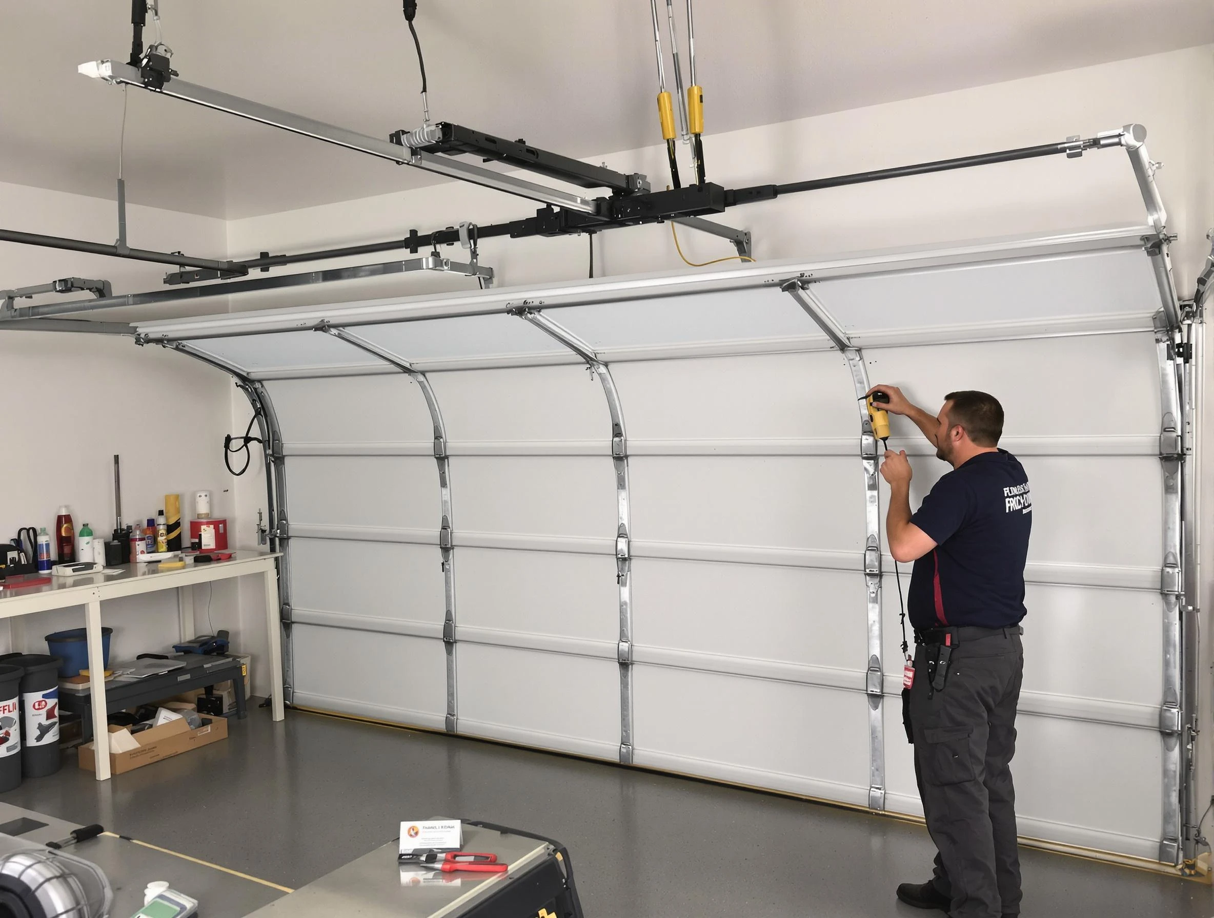 Elk Ridge Garage Door Repair certified technician performing overhead door system repair in Elk Ridge